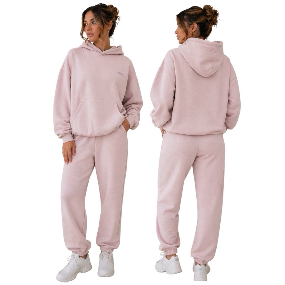 Set Active Midweight Hoodie Jogger Set Shadow Hill Pink Cotton. Sz L